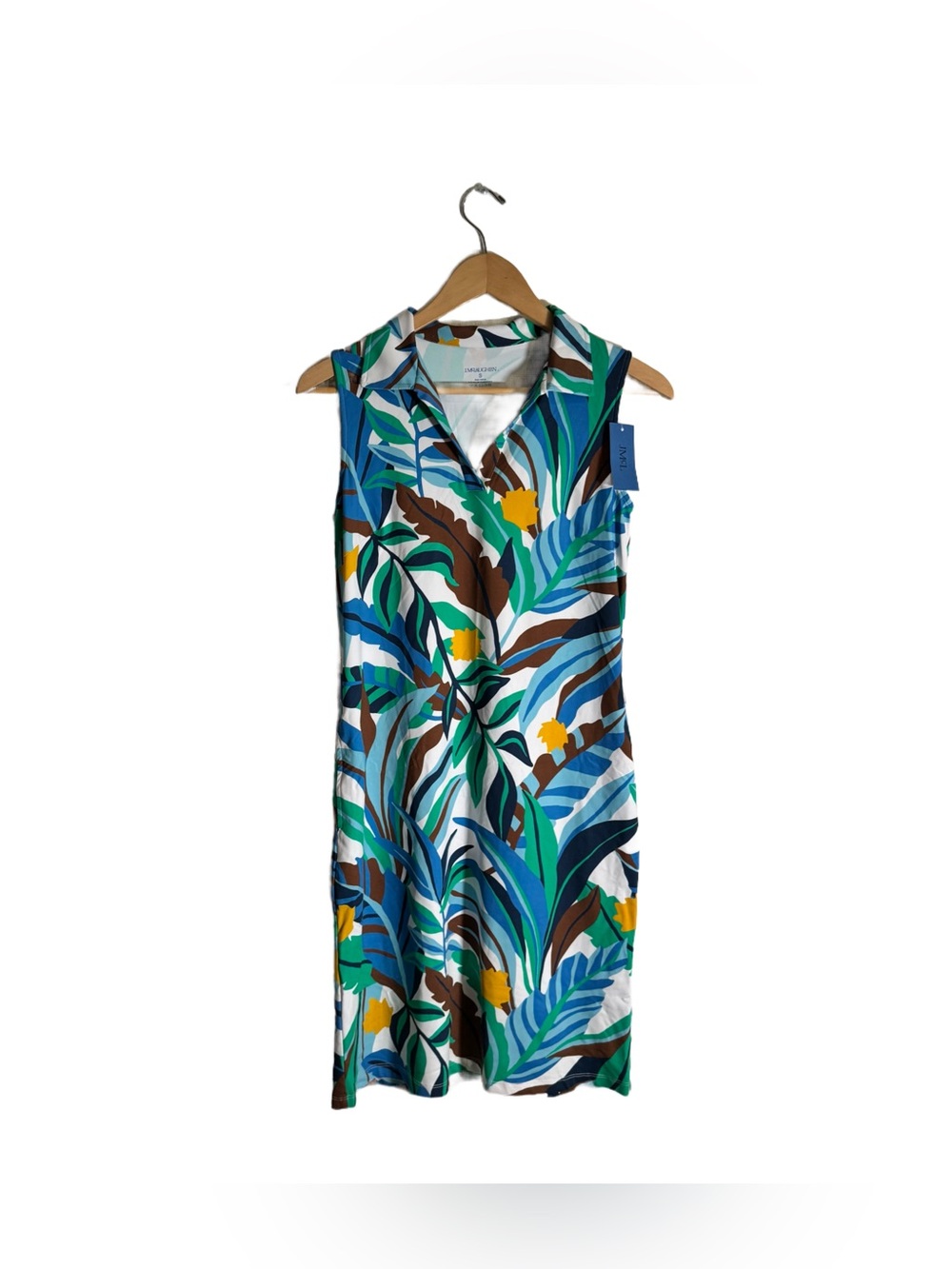 J. McLaughlin Ayla Dress White Multi Jungle Jewel Size Small Stretch Pockets NWT - Picture 2 of 6